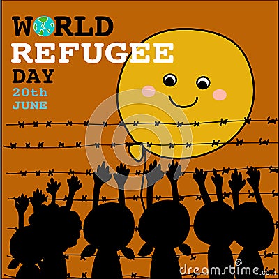 World refugee day hand drawn cartoon vector Vector Illustration