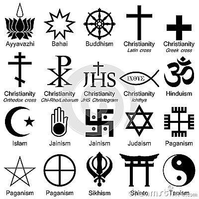 World Religion Symbols Vector Illustration