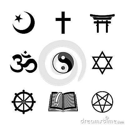 World religion symbols set with - christian Vector Illustration