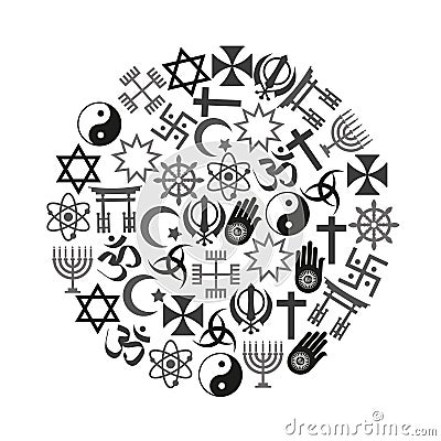 World religions symbols set of icons in circle eps10 Vector Illustration