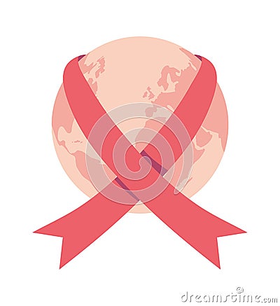 world and ribbon AIDS Vector Illustration