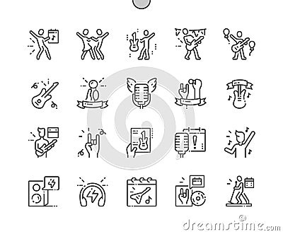 World Rock-n-roll Day Vector Thin Line Icons Vector Illustration