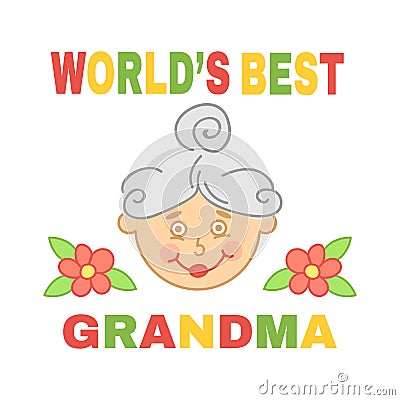 World`s best grandma. Cartoon Illustration