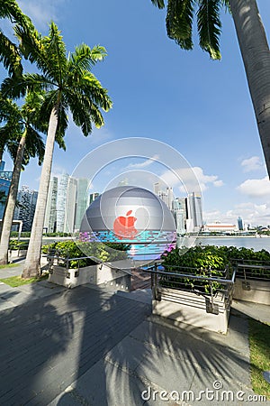 Apple Store with Blue Sky against modern metropolis city Editorial Stock Photo