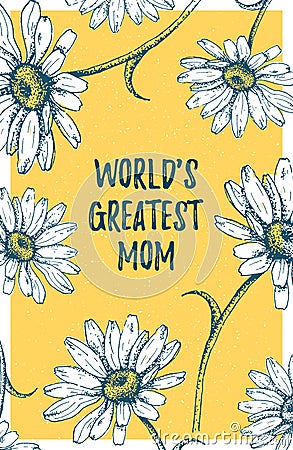 World s Greatest Mom poster on vector daisies Vector Illustration