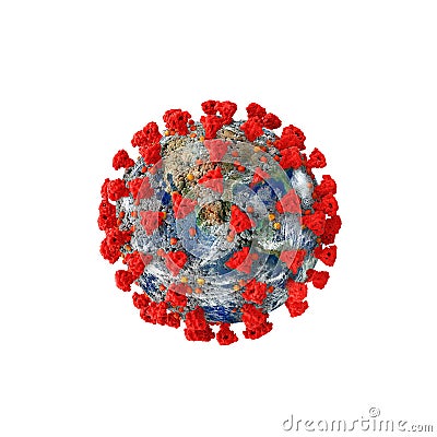 World with the shape of covid-19 coronavirus. Concept of pandemic and contagion. Stock Photo
