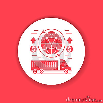 World shipping color icon. Increase in value for export and import. Economic crisis. Sign for web page, app. UI UX GUI Vector Illustration