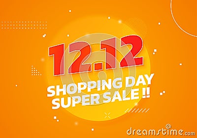 12.12 World Shopping Day Super Sale poster. Double 12 December online shop social media banner promotion template vector design Vector Illustration