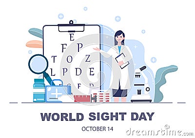 World Sight Day Background Vector Illustration Which is Commemorated Every Year for Where to Check Vision, Blindness on the Eyes Vector Illustration