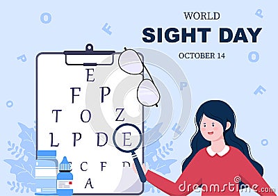 World Sight Day Background Vector Illustration Which is Commemorated Every Year for Where to Check Vision, Blindness on the Eyes Vector Illustration