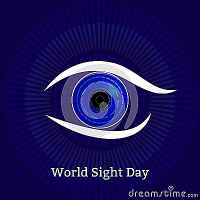World Sight Day. Concept of a holiday of health. Symbolic image of the eye. Technological textures - computer diagnostics of disea Stock Photo