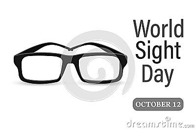 World Sight Day October 12th. Vision glasses on a white background. Ophthalmology, healthcare and medicine. Illustration Vector Illustration