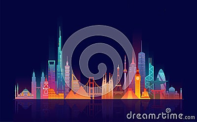 World skyline. Travel and tourism background. Vector Illustration