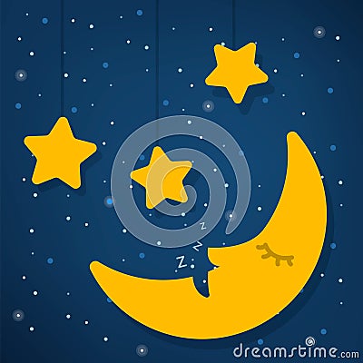 World sleep day concept. Good night. Star and moon Stock Photo