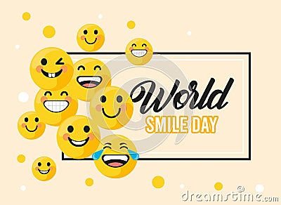 world smile day frame Vector Illustration