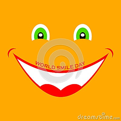 World smile day. International day of happiness. Only smile and eyes. Vector illustration. Vector Illustration