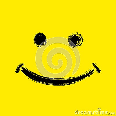 World Smile Day october 6th. Smile, eyes painted by hand with brush on yellow background. Vector Illustration