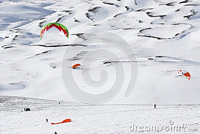 World snowkite contest Altosangro 2016 Stock Photo