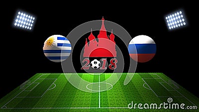 World Soccer Cup Match 2018 in Russia : Uruguay vs. Russia, in 3 Stock Photo