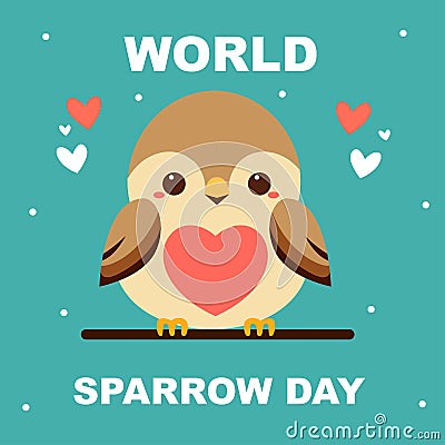 World Sparrow Day. March 20. Cute hand drawn bird. Vector Vector Illustration