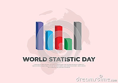 World statistic day background with chart graphic and earth map Vector Illustration