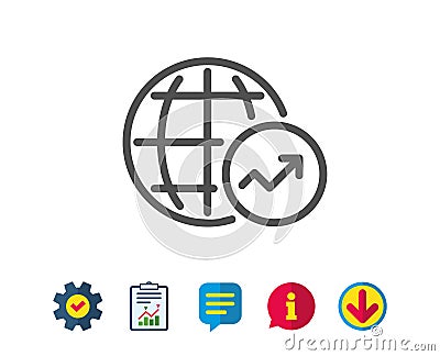 World Statistics line icon. Chart sign. Vector Illustration