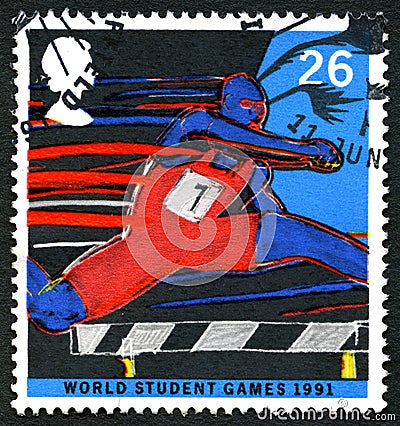 World Student Games 1991 UK Postage Stamp Editorial Stock Photo