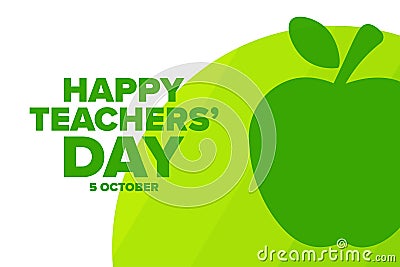 World Teachers Day. 5 October. Holiday concept. Template for background, banner, card, poster with text inscription Vector Illustration