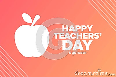 World Teachers Day. 5 October. Holiday concept. Template for background, banner, card, poster with text inscription Vector Illustration