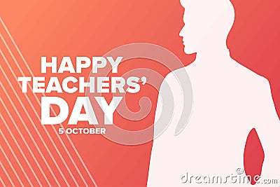 World Teachers Day. 5 October. Holiday concept. Template for background, banner, card, poster with text inscription Vector Illustration