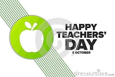 World Teachers Day. 5 October. Holiday concept. Template for background, banner, card, poster with text inscription Vector Illustration