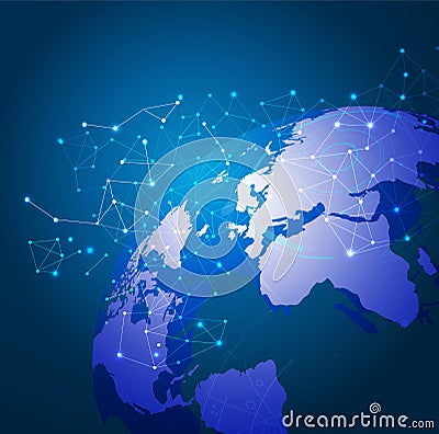 World technology mesh network, vector & illustration Cartoon Illustration