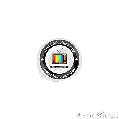 World television day logo, sticker vector graphics Vector Illustration