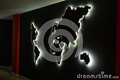 World Time display with Map in Night Version Stock Photo