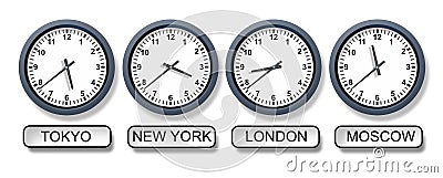 World Time Zone Clocks Stock Photo