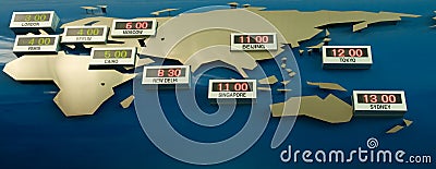 World Time Zone Map Stock Photo