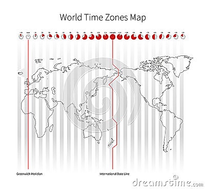 World Time Zones Map Vector Illustration