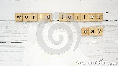 World Toilet Day.words from wooden cubes with letters photo Stock Photo