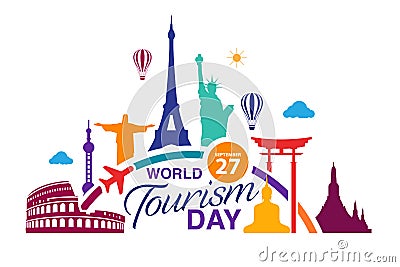 World Tourism Day logo template vector illustration Vector Illustration