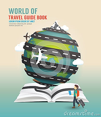 World travel design open book guide concept vector illustration. Vector Illustration