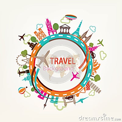 World travel, landmarks silhouettes Vector Illustration