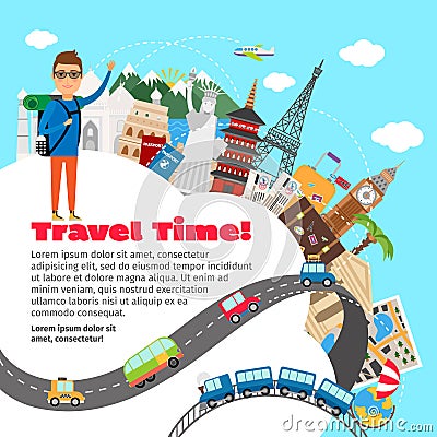 World travel and summer vacation planning Vector Illustration