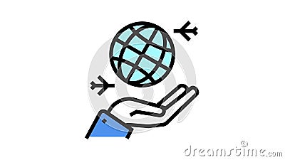World Travelling and Remote Work Line Icon Animation Stock Video - Video of  digital, symbol: 207641709