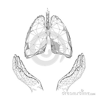 World Tuberculosis Day poster human lungs in hands white background. TB awareness health care medicine center. Medical Vector Illustration