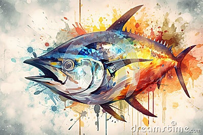 world tuna day abstract illustration generative ai Cartoon Illustration
