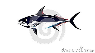 World Tuna Day May 2. Ocean Day June 8. Vector art of sea tuna isolated on white background with copy space. Tuna can label Cartoon Illustration