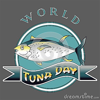 World Tuna Day Sign and Badge Vector Vector Illustration