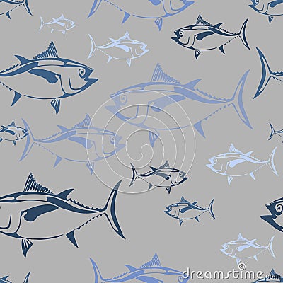 World Tuna Day vector stylized seamless pattern Vector Illustration