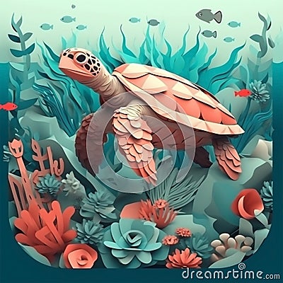 World Turtle day concept. Generative Ai Stock Photo