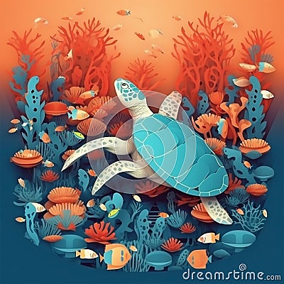 World Turtle day concept. Generative Ai Stock Photo